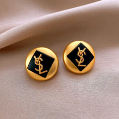 Angled view of the 14K Gold-Plated Letter Stud Earrings