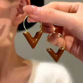 14K Gold-Plated Light Luxury V-Shaped Earrings - elegant V-Shaped Dangles