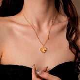 14K Gold-Plated Love Letter Little Red Heart Pendant Heart Necklace - beautiful Red Heart Necklace