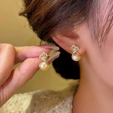 14K Gold-Plated Lucky Bag Pearl Earrings - elegant Money Bag Earrings