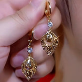 14K Gold-Plated Luxury Brown Diamond Rest Of My Life With You Earrings - elegant Diamond Knot Earrings