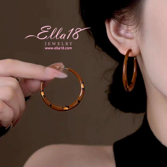 14K Gold-Plated Luxury Brown Drip Glaze Polka Dot Leopard Print Hoop Earrings - elegant Leopard Print Hoops