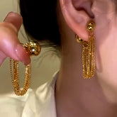 14K Gold-Plated Luxury Chain Tassel Earrings - elegant Chain Tassel Earrings