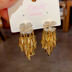 14K Gold-Plated Luxury Design Leaf Tassel Earrings - elegant Leaf Tassel Earrings