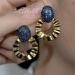 14K Gold-Plated Luxury Design Zircon Diamond Earrings - elegant Blue Zircon Earrings