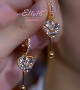 14K Gold-Plated Luxury Design Zircon Diamond Heart Tassel Earrings - elegant Heart Tassel Earrings