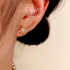 14K Gold-Plated Luxury Design Zircon Diamond Star Crawler - elegant Star Crawler Earrings