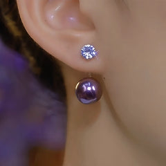 14K Gold-Plated Luxury Diamond Double Pearl Earrings - elegant Double Pearl Earrings