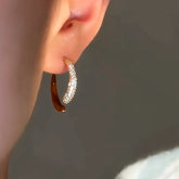 14K Gold-Plated Luxury Enamel-Encrusted Diamond Front And Back Earrings - elegant Enamel Diamond Earrings