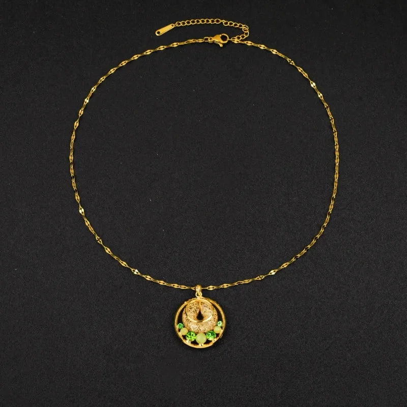 Close-up of the pendant and clasp on the Cat's Eye Necklace