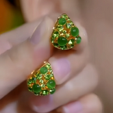 14K Gold-Plated Luxury Green Zircon Diamond Cat's Eye Stone Earrings - elegant Zircon Cat's Eye Earrings