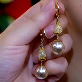 14K Gold-Plated Luxury Mesh Pearl Earrings - elegant Mesh Pearl Earrings