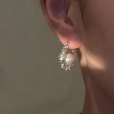 14K Gold-Plated Luxury Pearl Hoop Earrings - elegant Pearl Hoop Earrings