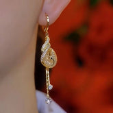 14K Gold-Plated Luxury Phoenix Tassel Earrings - elegant Phoenix Tassel Earrings