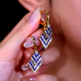 14K Gold-Plated Luxury Purple And White Diamond Tassel Earrings - elegant Tassel Earrings