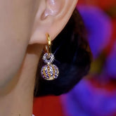 14K Gold-Plated Luxury Purple Crystal Ball Earrings - elegant Purple Crystal Ball