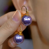 14K Gold-Plated Luxury Purple Pearl Earrings - elegant Swirl Pearl Earrings