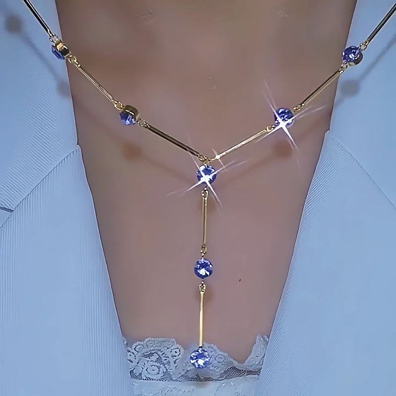 Close-up of the pendant and clasp on the Purple Zircon Necklaces