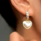 14K Gold-Plated Luxury Rhinestone Heart Earrings - elegant Rhinestone Heart Earrings