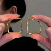14K Gold-Plated Luxury Square Earrings - elegant Square Hoop Earrings