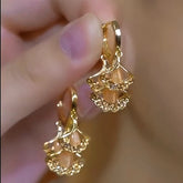 14K Gold-Plated Luxury Three-Piece Ginkgo Leaf Earrings - elegant Ginkgo Leaf Earrings