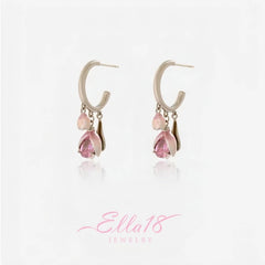 Close-up detail of the sparkling zircons and plating on the Tulip Flower Earrings