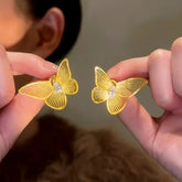 14K Gold-Plated Luxury Zircon Butterfly Earrings - elegant Zircon Butterfly Earrings