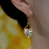 14K Gold-Plated Luxury Zircon Cat's Eye Stone Heart Earrings - elegant Cat's Eye Heart Earrings