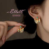 14K Gold-Plated Luxury Zircon Diamond Colorful Butterfly Earrings - elegant Butterfly Diamond Earrings