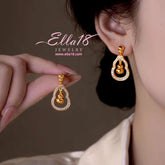 14K Gold-Plated Luxury Zircon Diamond Gourd Earrings - elegant Gourd Diamond Earrings