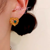 14K Gold-Plated Luxury Zircon Diamond Hollow Heart Stud Earrings - elegant Hollow Heart Studs