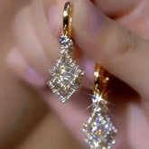 14K Gold-Plated Luxury Zircon Diamond Tassel Earrings - elegant Zircon Diamond Tassel
