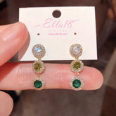 14K Gold-Plated Luxury Zircon Diamond Tassel Earrings - elegant Green Tassel Earrings