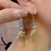 14K Gold-Plated Luxury Zircon Flower Threader Earrings - elegant Zircon Flower Threaders