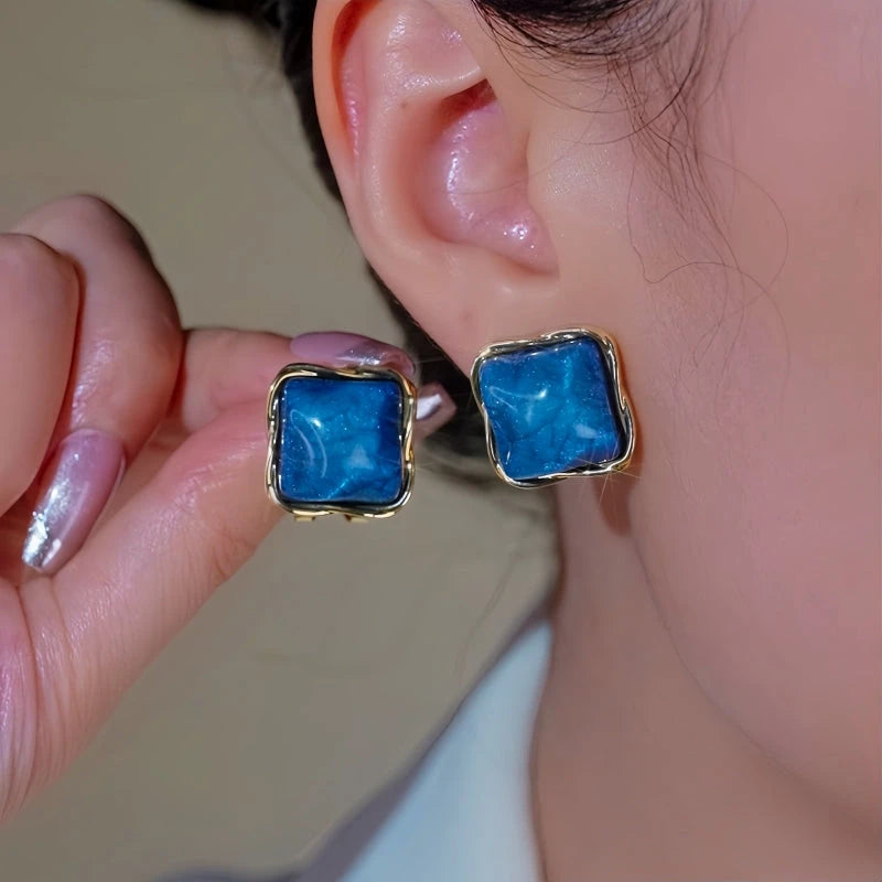 14K Gold-Plated Luxury Zircon Geometric Earrings - elegant Zircon Geometric Earrings