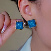 14K Gold-Plated Luxury Zircon Geometric Earrings - elegant Zircon Geometric Earrings