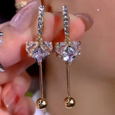 14K Gold-Plated Luxury Zircon Heart Earrings - elegant Pave Zircon Heart