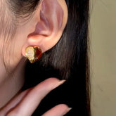 14K Gold-Plated Luxury Zircon Heart Stud Earrings - elegant Pave Zircon Heart Studs