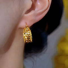 Close-up detail of the sparkling zircons and plating on the Bezel-Set Zircon Hoops