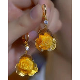 14K Gold-Plated Luxury Zircon Mesh Rose Tassel Earrings - elegant Rose Tassel Earrings