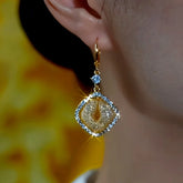 14K Gold-Plated Luxury Zircon Mesh Square Earrings - elegant Zircon Mesh Square