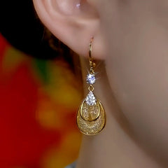 Close-up detail of the sparkling zircons and plating on the Zircon Mesh Drop