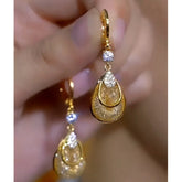 14K Gold-Plated Luxury Zircon Mesh Water Drop Earrings - elegant Zircon Mesh Drop