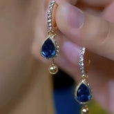 14K Gold-Plated Luxury Zircon Ocean Diamond Tassel Earrings - elegant Ocean Tassel Earrings