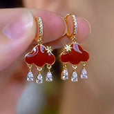 14K Gold-Plated Luxury Zircon Peace Lock Earrings - elegant Peace Lock Earrings