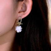 14K Gold-Plated Luxury Zircon Petal Flower Tassel Earrings - elegant Petal Tassel Earrings