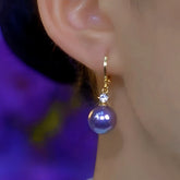 14K Gold-Plated Luxury Zircon Purple Pearl Earrings - elegant Zircon Purple Pearl