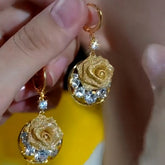 14K Gold-Plated Luxury Zircon Rose Earrings - elegant Zircon Rose Earrings