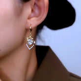 14K Gold-Plated Luxury Zircon Star Heart Earrings - elegant Star Heart Earrings