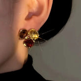 14K Gold-Plated Luxury Zircon Stud Earrings - elegant Zircon Stud Earrings